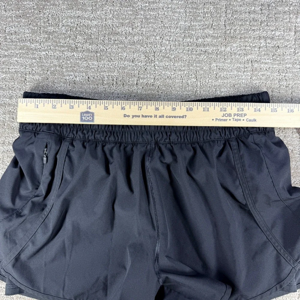Avia 2-in-1 Running Shorts Zipper Pocket Black Large 12-14 Poly Blend Womens